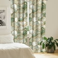 thumbnail image 2 of Ambesonne Geometric Curtains, Hexagon Ink Pattern Art, Pair of 28"x95", Reseda Green and Pale Orange, 2 of 5