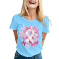 thumbnail image 2 of XDZJLR Cancer Awareness Women T Shirts Ladies Pink Ribbon Graphic Round Neck Short Sleeve T Shirt Tops T-Shirts Blue Xl, 2 of 4