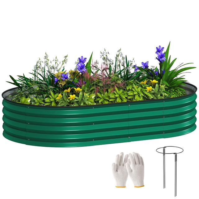 Outsunny Raised Garden Bed, 5' x 3' x 1' Galvanized Planter Box, Green