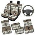 thumbnail image 2 of HUIACONG Aztec Geometry Car Floor Mats Steering Wheel Cover Car Seat Covers 9-Piece Driver Passenger and Rear Floor Mats with Anti-Slip Pad Dust Proof Car Interior Accessories for SUV,Vans,Sedans, 2 of 8