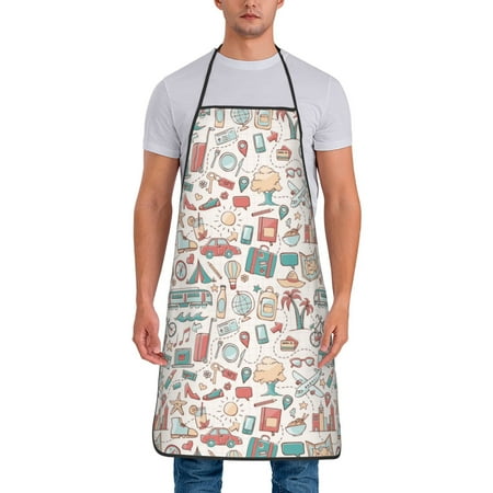 

Jgfou Summer Life Print Anti-fouling Apron for Men Women Waterproof Oil-Proof Kitchen Apron with Adjustable Straps Pocket and No-Pill No-Fade Fabric