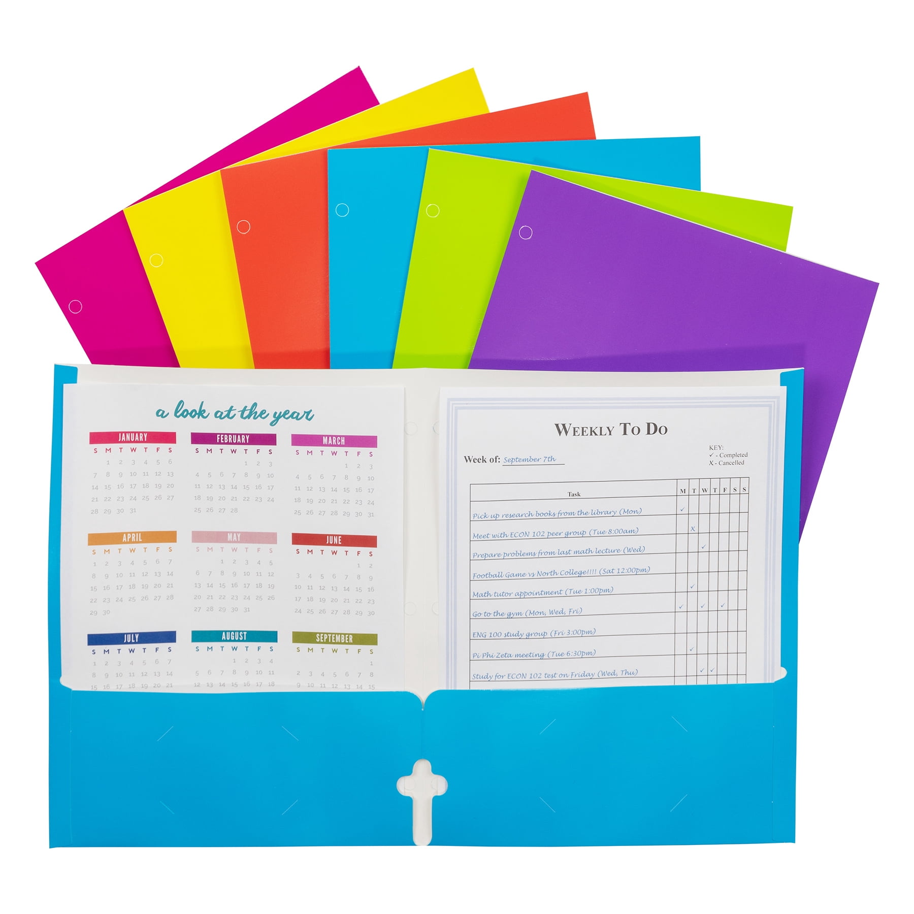 C-Line 2-Pocket Laminated Paper Portfolio with 3-Hole Punch, Assorted, Pack of 100