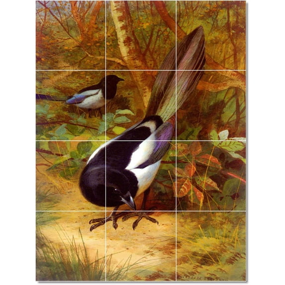 Ceramic Tile Mural-Archibald Thorburn Birds Painting 16. 12.75" w x 17" h using (12) 4.25 x 4.25 ceramic tiles