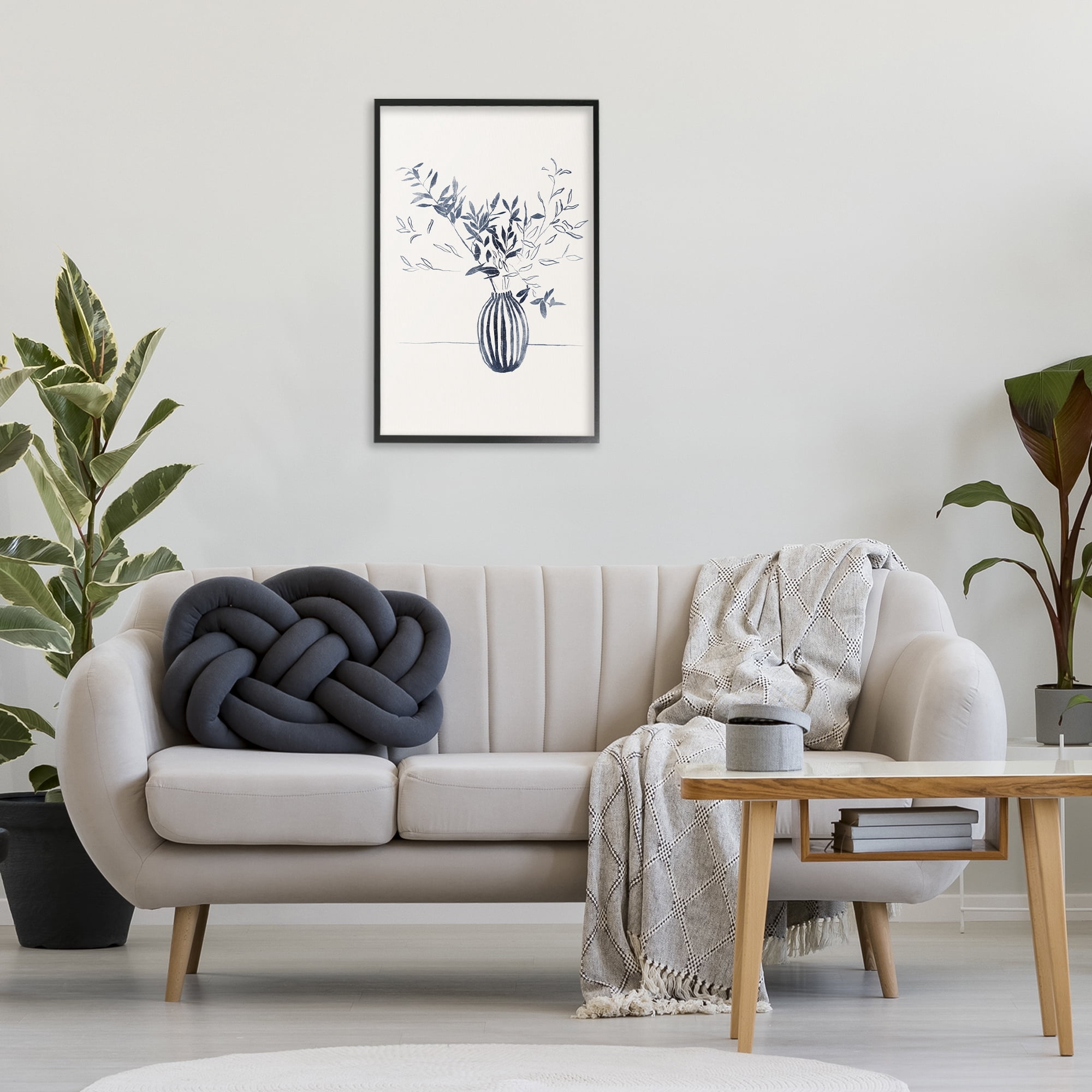 Stupell Industries Minimal Bud Vase Botanical & Floral Painting Black Framed Art Print Wall Art, 20 x 30