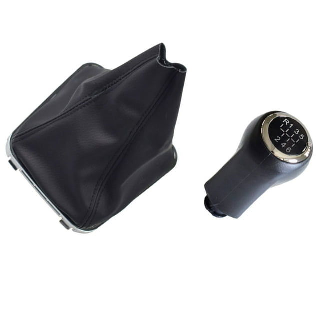 Ruiboury Black Gear Shifter With Leather Gear Shift Knob Gaiter Shoe Cover Case Easy To Install Good Surface type 2 5Set
