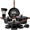 17 Pcs Black, variant on CAROTE 21-Piece Nonstick Pots and Pans Set, Ceramic Cookware Set with Steamer, Induction Compatible, Black