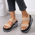 thumbnail image 2 of Afuyipoi Women's Elastic Strappy Sandals Plus Size Comfortable Summer Beach Vacation Khaki Size 7.5, 2 of 7