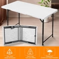thumbnail image 6 of 4ft Folding Table, Portable Fold-in-Half Adjustable Height Utility Table for Indoor/Outdoor Use, Durable HDPE & Steel, Stable & Lightweight, Multi-Purpose, Black Woodgrain, 6 of 10