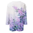thumbnail image 5 of RPVATI 3/4 Sleeve Shirts for Women Plus Size V Neck Button Down Up V Neck Henley Tops Elbow Sleeve Floral Print Loose Fit Blouses Vintage Summer Tshirts Trendy Tunic Tops 2024 Purple M, 5 of 5