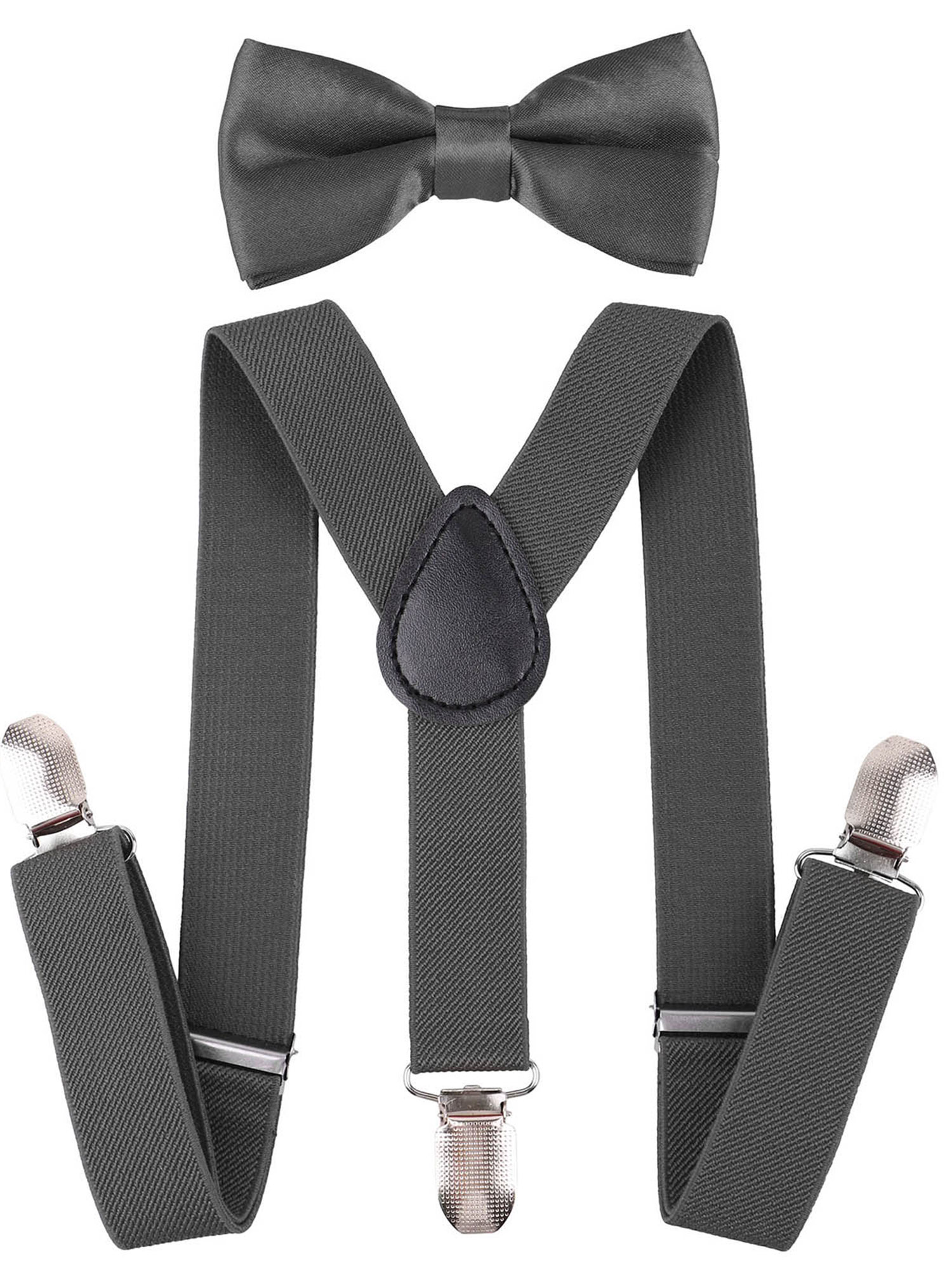 2Pcs//Set Solid Color Kids Boy Girls Y-Shape Elastic Suspenders Bowtie Black preliked Suspenders Bowtie