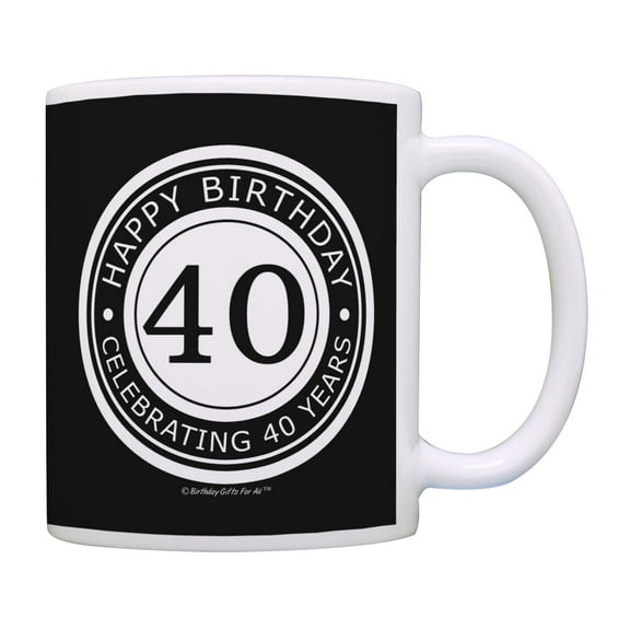 ThisWear 40th Birthday Gifts for All Happy Birthday Celebrating 40 Years 11 ounce Coffee Mug Black