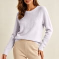 thumbnail image 6 of Warop Womans Crew Neck Sweater, Long Sleeve Rhinestone Embellished Pullover, Distressed Hem Solid Top for Winter Wear, 6 of 9