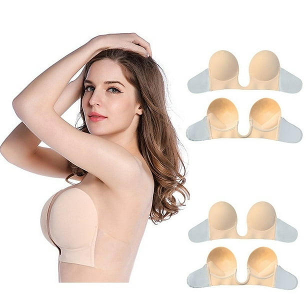 Self Adhesive Push Up Bra Backless Invisible Silicone Bras Gel Stick  Strapless Blackless Bralette Underwear for Women (2 Styles )