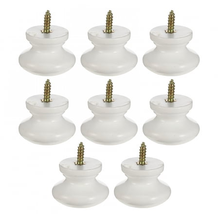 LAMIRO 8 Pack Round Wood Cabinet Knobs 1.3" Diameter White Handles