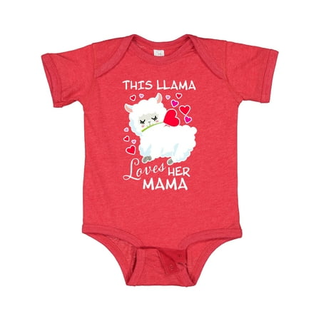 

Inktastic This Llama Loves Her Mama with Hearts Gift Baby Boy or Baby Girl Bodysuit