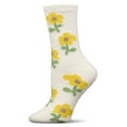 thumbnail image 2 of MeMoi Women's Flower Aloe Infused Crew Socks - Womens - Female, 9-11, Ivory, 2 of 6