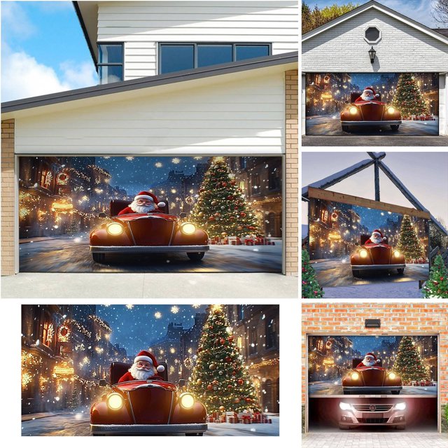WIFKLSIIPG Christmas Garage Door Frame Christmas Garage Door Banner Garage Door Christmas Decoration Holiday Garage Partner Christmas Frame Snowflake Partner Garage Door Frame Christmas