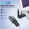 thumbnail image 2 of USB WiFi 6 Adapter, 900Mbps Dual Band 2.4G/5G Wireless Network Adapter with 4 Antennas, Supports MU-MIMO Technology, Driver-free, Plug-and-Play Ultra-Low Latency for Windows 7/8/10/11 Desktop Laptop, 2 of 6