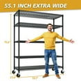 thumbnail image 3 of Ktaxon 5 Tier Wire Shelving with Wheels, 55"W x 23.6"D x 75.6"H Multifunctional Storage Rack Metal Garage Shelves Organizer, Capacity for 3200lbs, Black, 3 of 12