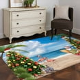 thumbnail image 3 of Hallway Runner Rugs 2.7x5 Ft, Blue Coastal Christmas Non Slip Area Rugs for Kitchen Bedroom Entryway, Xmas Tree Santa Summer Beach Washable Carpet Runner Rug Floor Mats for Bedroom Home Decor, 3 of 9