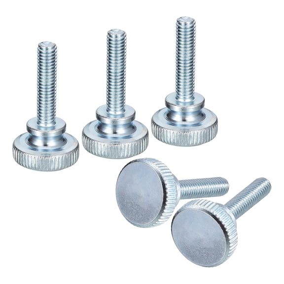 M6x25mm Knurled Thumb Screws, 5pack Carbon Steel Zinc Plated Flat Knurled