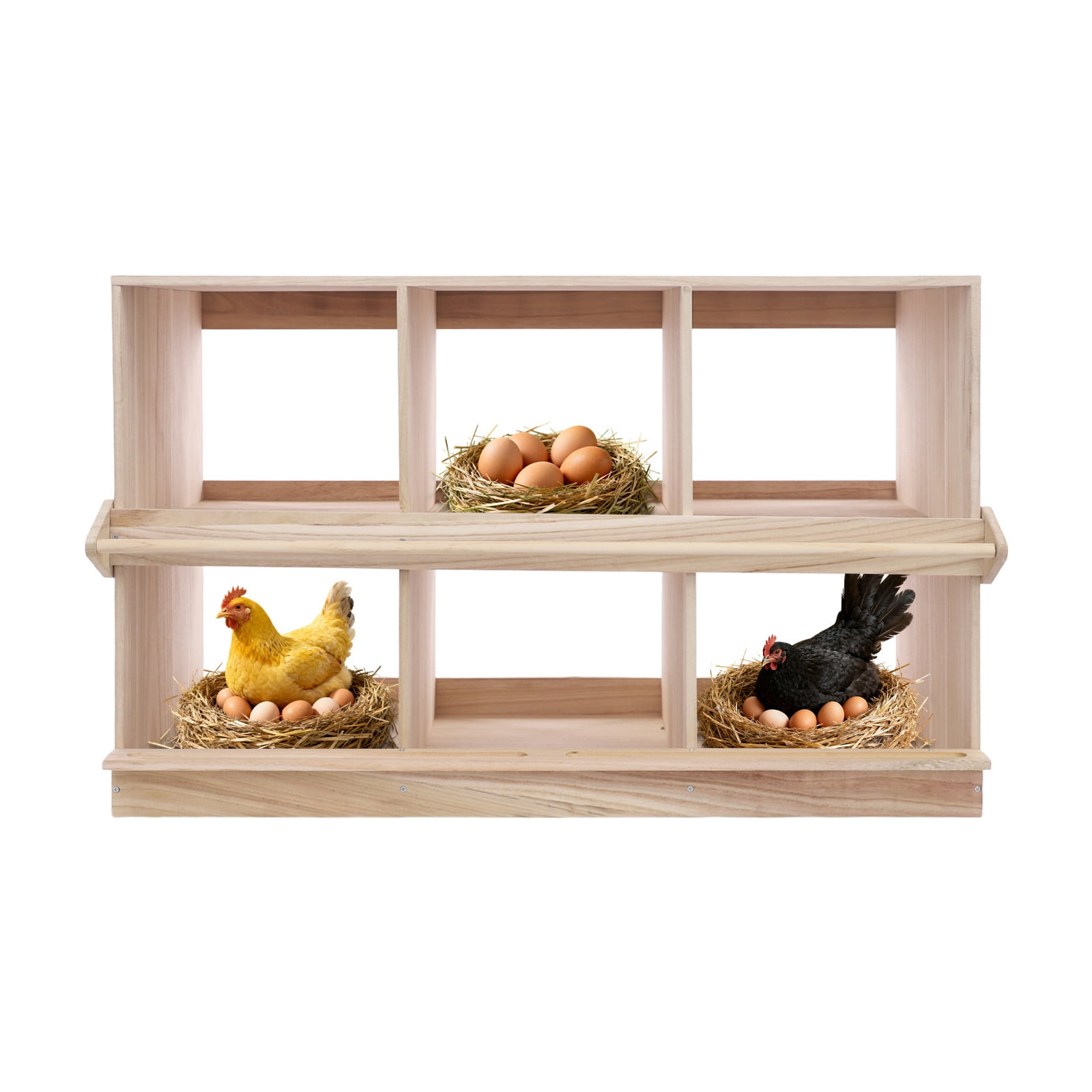 ToppiJoy 6 Compartment Chicken Nesting Box, Wooden Nesting Boxes for Chickens, Floorstanding Chicken Egg Laying Box for Backyard and Poultry Farms