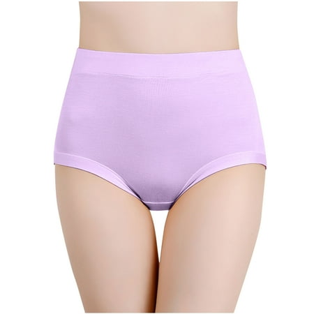 Jalioing Underwear Panties for Women Stretch High Waist Satin Panty Solid Color Ultra-Thin Traceless Briefs (3X-Large  Purple)