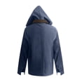 thumbnail image 4 of Wutalume Men's Solid Color Hooded Sweatshirt Jacket with Zipper Pockets, Casual Cardigan Style for Everyday Wear, Ideal for Outdoor Activities and Comfortable Lounging at Home,Navy 5XL, 4 of 5