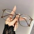 thumbnail image 3 of Women's Reading Glasses Square Round Shape Large Frame PC Metal Photochromic Multifocus Blue Light Blocking Readers for Women Magnification 3.5x,Brown, 3 of 10