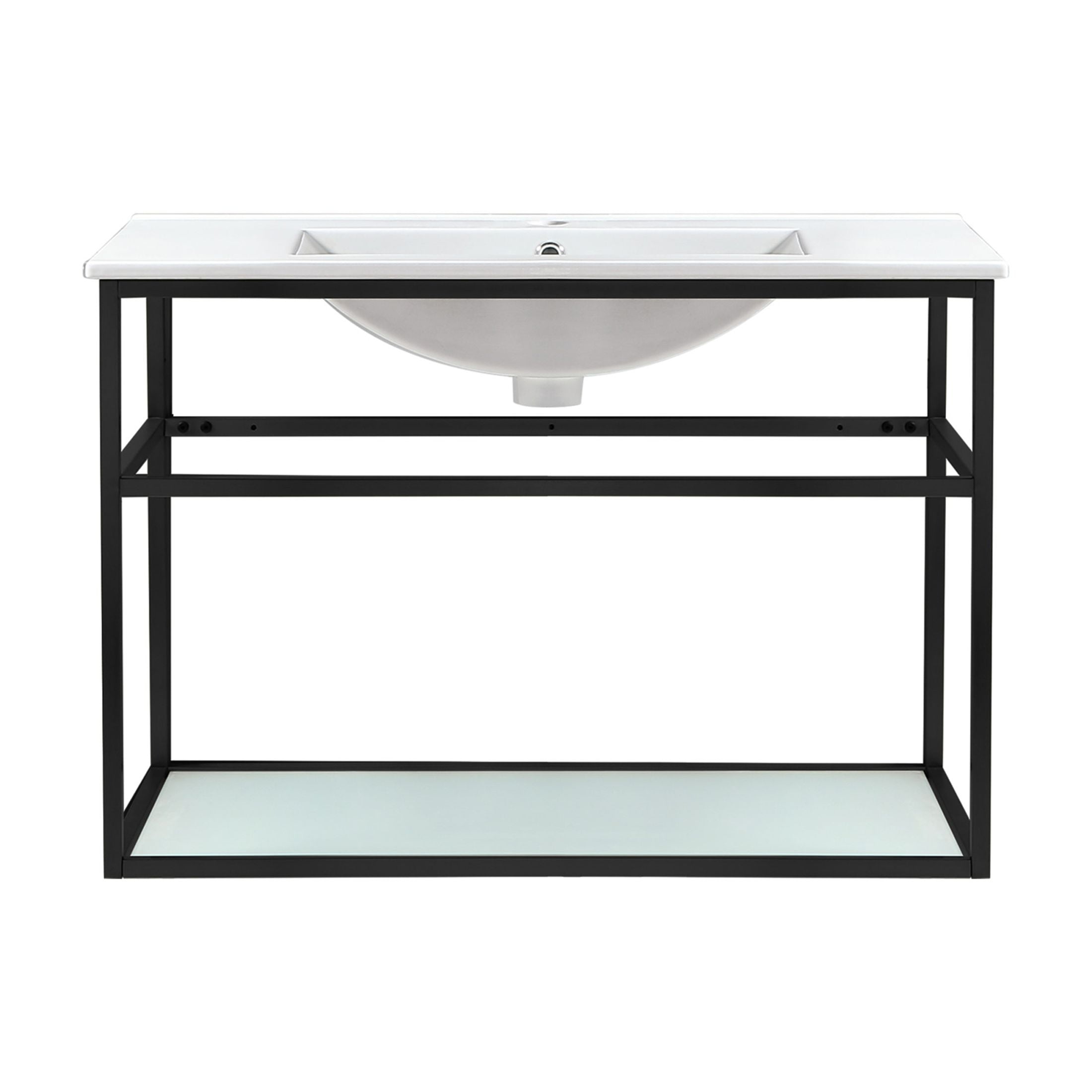 Pierre 30 Single, Open Shelf, Matte Black Metal Frame Bathroom Vanity