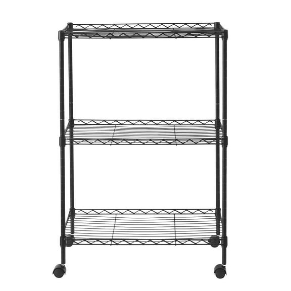 Zimtown Adjustable Storage Rack, 20"W x 10"D x 28"H 3-Shelf Rolling Utility Cart Wire Shelving
