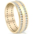 thumbnail image 2 of Pompeii Mens 1 3/8Ct Diamond Eternity Ring 10k Yellow Gold Double Row High Polished, 2 of 2