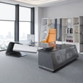 thumbnail image 4 of Executive Storage Office Desks Shelf Boss Conference Desktops Solid Wood Modern Reception Computer Escritorio Office Furniture My Lux Decor Round, 4 of 10