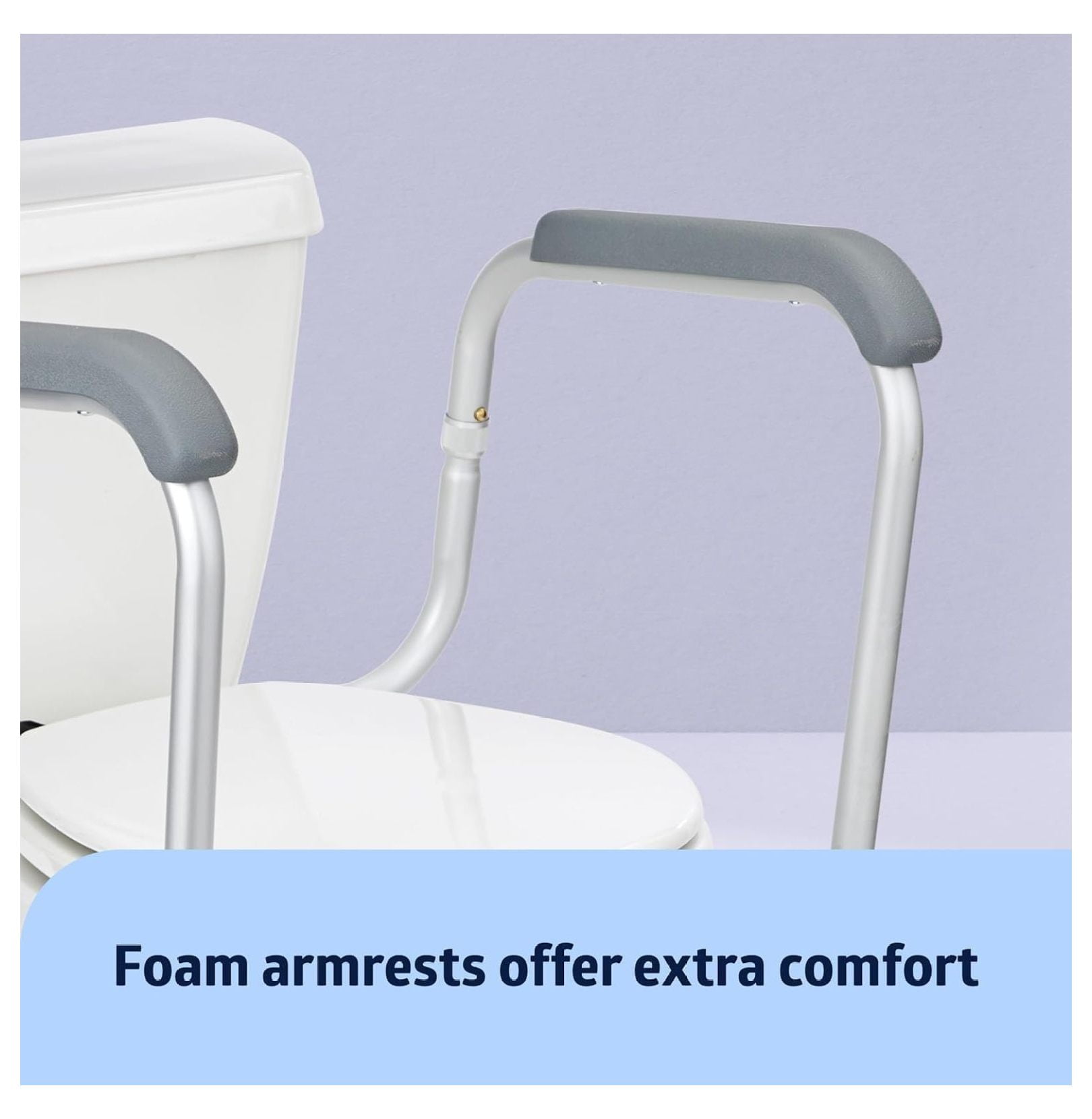 Foldable Toilet Safety Rail with Adjustable Height – Universal Fit for Standard or Elevated Seats – Aluminum Frame, Width Adjustable Armrests, Easy Install Over Toilet