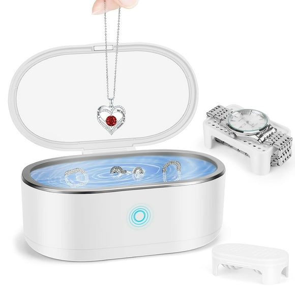 Ultrasonic Jewelry Cleaner,Professional Glasses Cleaner, Portable Retainer Cleaner, 45KHZ Ultrasonic Cleaner with 18oz Large Capacity for Jewelry, Eye Glasses, Watches, Dentures,Contacts