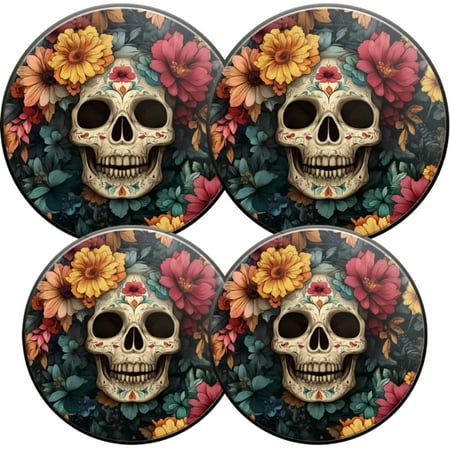 

Electric Stove Burner Covers 4 Pcs Round Gas Burner Cover 8 and 10 Inch Ornate Floral - adorned Skeleton Art