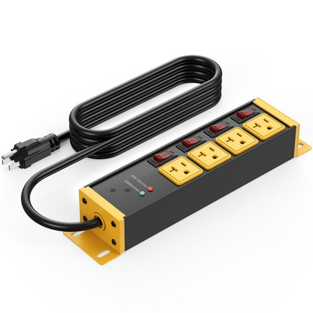 CCCEI Barre d'Alimentation Parasurtenseur Robuste 20 A Interrupteurs Individuels. Cordon d'Extension 10 Pi 12 Gauge avec Multiples Prises. Cuisine, Garage, Atelier, I