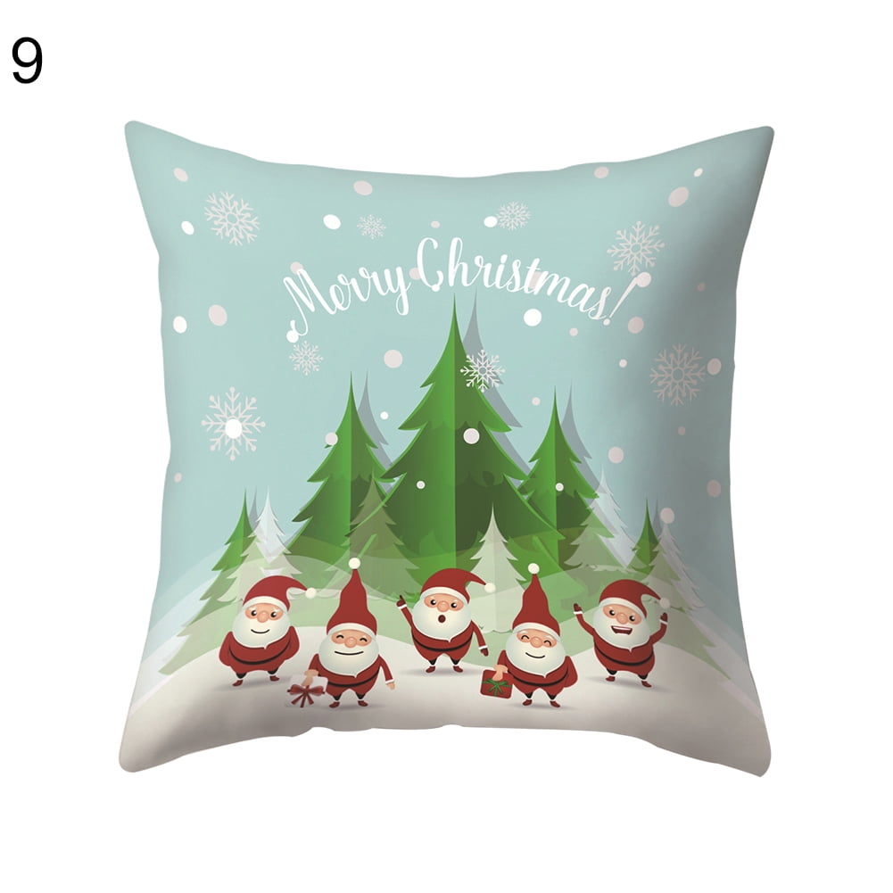 Christmas Tree Cushion Polyester Pillow Cover Claus Merry Home Santa Case Decor 