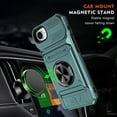 thumbnail image 3 of Dteck Case with Tempered Glass Screen Protector for iPhone 16e,Shockproof Card Holder [Store 2 Cards] Wallet Case Magnetic Ring Stand Dual Layer Heavy Duty Protective Cover for iPhone 16e,Green, 3 of 7