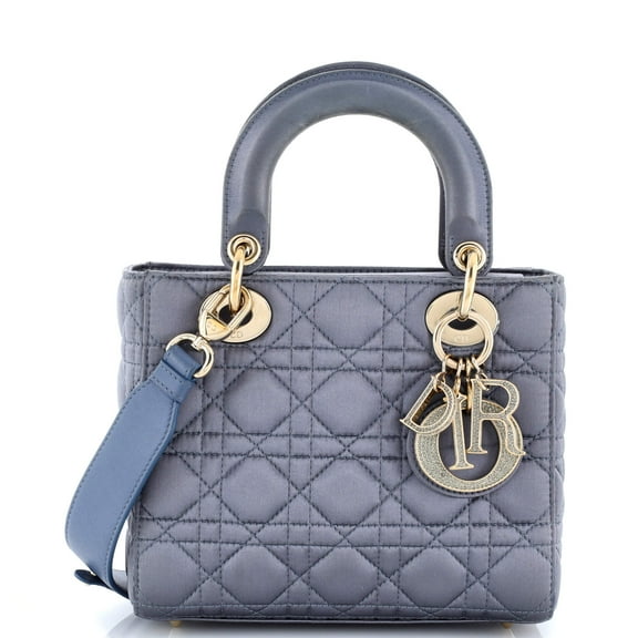Pre-Owned Dior My ABCDior Lady Bag Cannage Quilt Satin with Crystal Charms By Rebag
