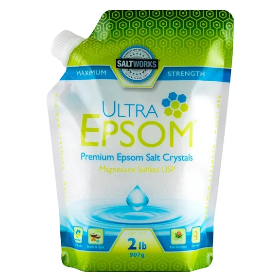Saltworks Ultra Epsom Salt Therapeutic, Natural Soaking Solution, 2 lb. Pack