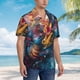 thumbnail image 3 of Balery Vibrant Rooster Painting Camisas hawaianas de manga corta para hombre, camisas playeras de corte holgado, camisas de vacaciones con botones,Large, 3 of 7