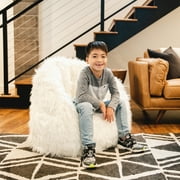 Big Joe Milano Bean Bag Chair, Ivory Shag, Soft Faux Fur, 2.5 feet