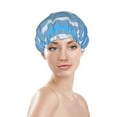 thumbnail image 3 of YFYANG Women's Double Waterproof Shower Cap, Blue Woven Stripes Reusable Hair Cap for All Hair Styles and Head Sizes, 3 of 9