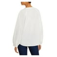 thumbnail image 2 of JOIE Womens White Poplin Pleated Button Pullover Cuffed Sleeve Crew Neck Top XS, 2 of 3