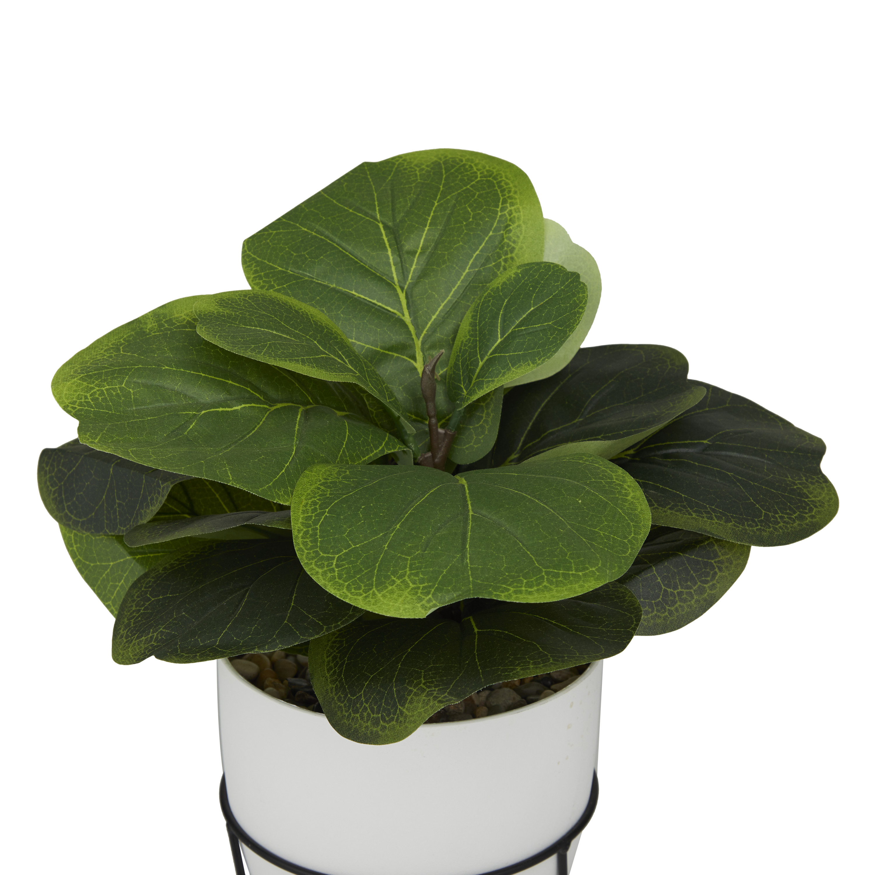 DecMode 19" Artificial Pilea Plant in Realistic Leaves and Metal Stand and White Pot