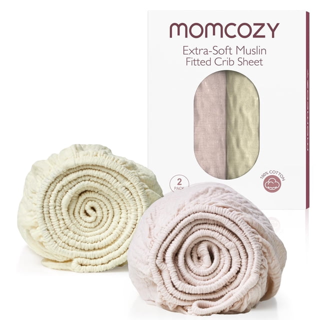 Sábanas Momcozy de muselina ajustables para cuna, 38 x 26 cm, paquete de 2 unidades