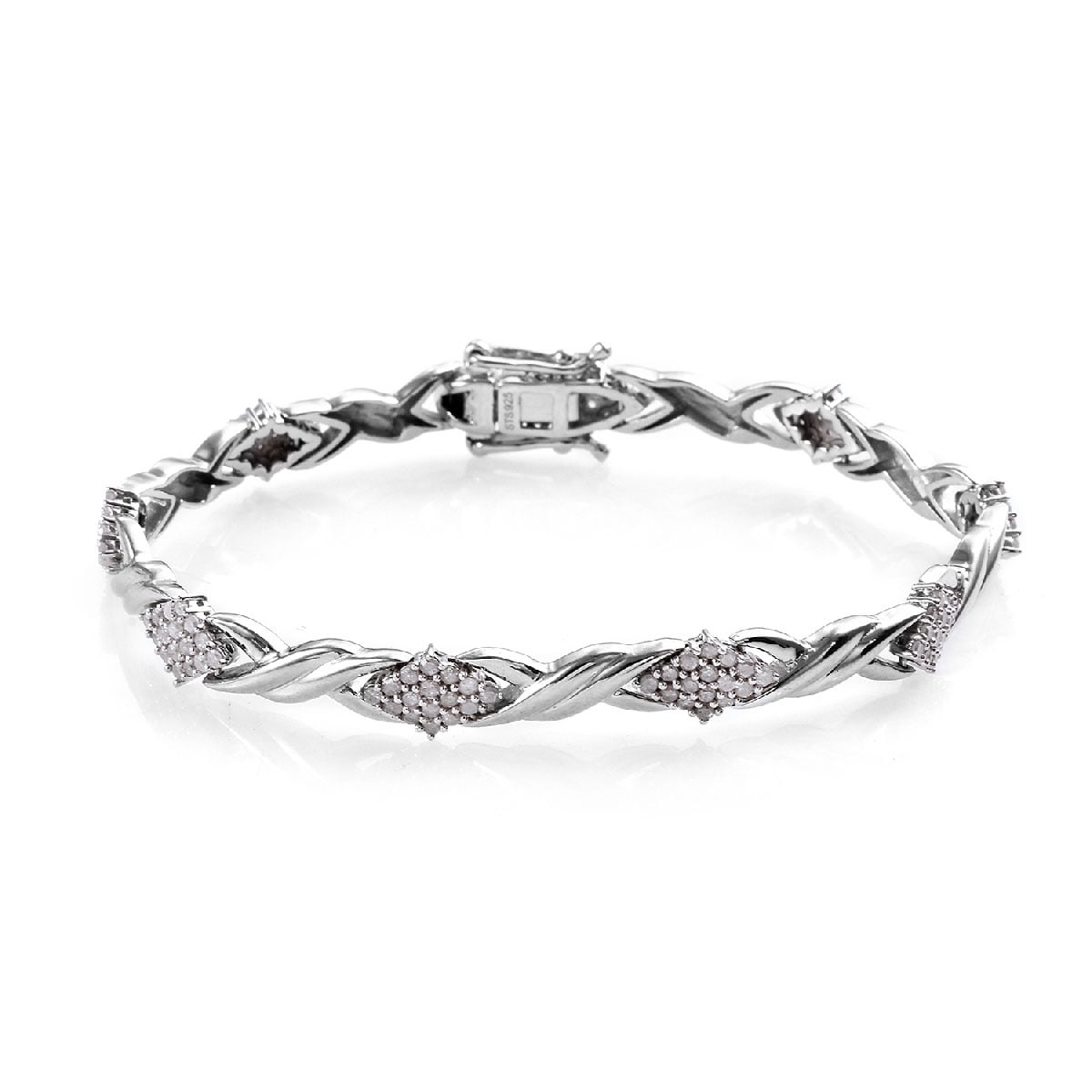 Shop LC Platinum Plated Round Diamond Bracelet 925 Sterling Silver