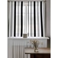 thumbnail image 4 of Black Gray Striped Curtains 45 Inch Length, Sheer Curtains for Bedroom Living Room Window Farmhouse Stripe Art Rod Pocket Voile Drapes Kitchen Curtains Small Half Window 42"x45" 2 Panels, 4 of 6