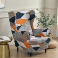thumbnail image 4 of Wing Back Chair Covers with Arms Piece Slipcovers for Armchair Washable Stretch Print Pattern Wingback Chair Cover Furniture Protector Geometry, 4 of 7